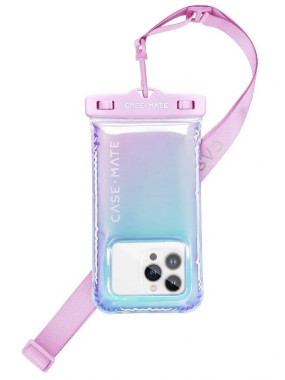 case-mate Iridescent Purple Waterproof Phone Pouch with Lanyard